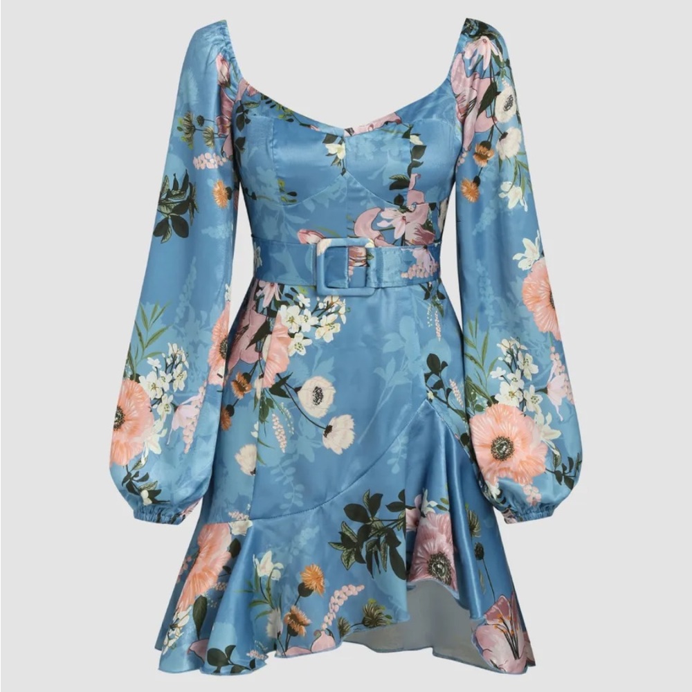 satin floral sweetheart mini